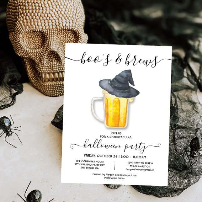 Invitación Boo de Halloween y cerveza brujas fiesta de cervez (Subido por el creador)