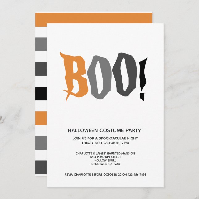 Invitación Boo del partido Halloween Personalizado Spooktacul (Anverso / Reverso)
