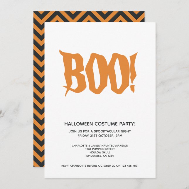 Invitación Boo del partido Halloween Personalizado Spooktacul (Anverso / Reverso)