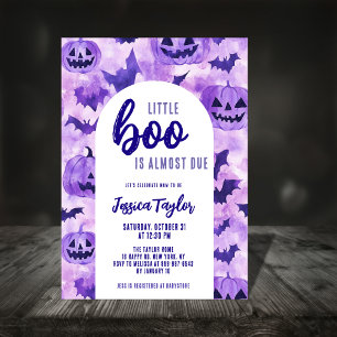 Invitación Boo Due Morado Calabaza Murciélago Halloween Showe