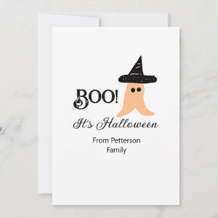 Invitación Boo, es Halloween de naranja de apellido fantasma