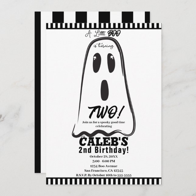 Invitación ¡BOO! Espeluznante fiesta fantasma de Halloween (Anverso / Reverso)