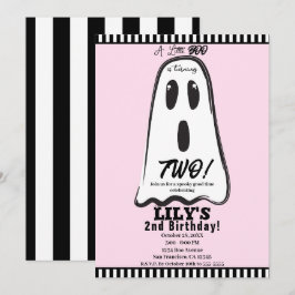 Invitación ¡BOO! Fantasma Rosa Lindo y Espeluznante Cumpleaño
