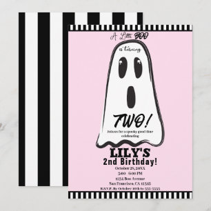Invitación ¡BOO! Fantasma Rosa Lindo y Espeluznante Cumpleaño