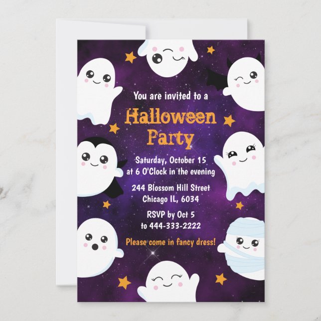 Invitación Boo Fantasmas de Halloween Fiesta de Halloween (Anverso)