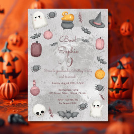 Invitación ¡Boo! Fiesta de cumpleaños de niños en Spooktacula