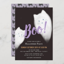 ¡Boo! Ghost Cat Cute Purple Halloween Party