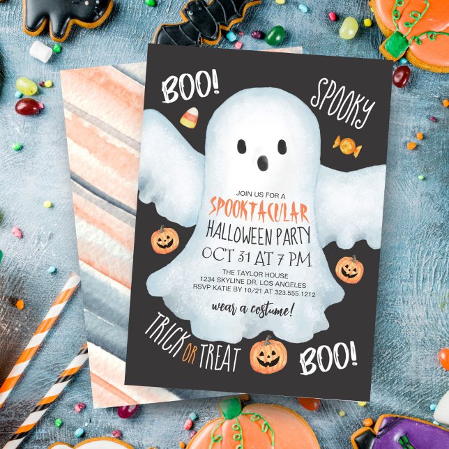 Invitación Boo Ghost Jack O'Lantern Halloween Spooktacular (Subido por el creador)