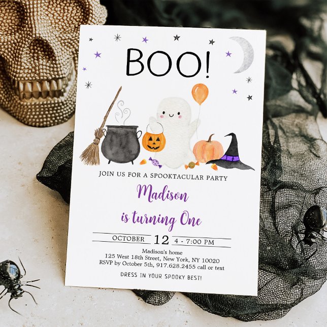 Invitación BOO Ghost Pumpkin Halloween Cumpleaños (Subido por el creador)