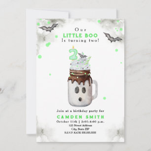 Invitación Boo Green Halloween Fantasma Milkshake Birday