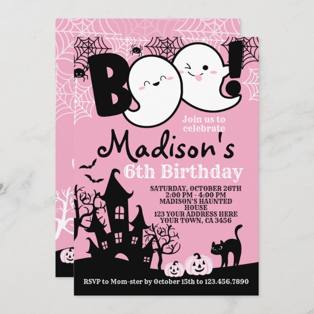 Invitación BOO Halloween (Anverso / Reverso)