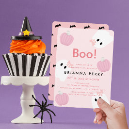 Invitación ¡Boo! Halloween Chica fantasma Calabaza cumpleaños