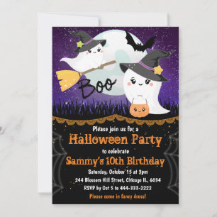 Invitación Boo Halloween Fantasma Fiesta de cumpleaños