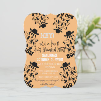 Invitación Boo Haw Chica Vaca Fantasma Halloween