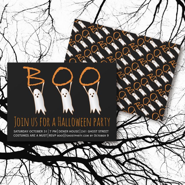 Invitación Boo lindo fantasmas moderno fiesta de Halloween (Subido por el creador)
