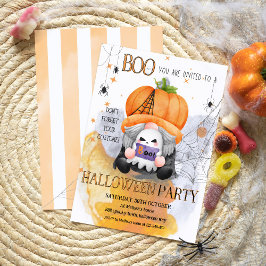 Invitación BOO lindo orage gnome espeluznantes niños fiesta d
