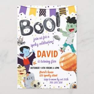 Invitación Boo Niños de Halloween Fiesta de cumpleaños disfra