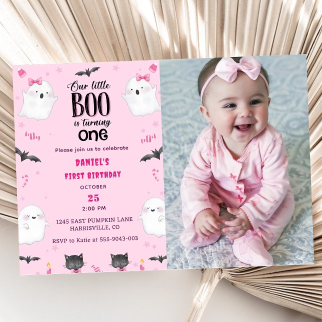 Invitación Boo Primer Cumpleaños Nuestro Pequeño Boo Se Vuelv (Subido por el creador)