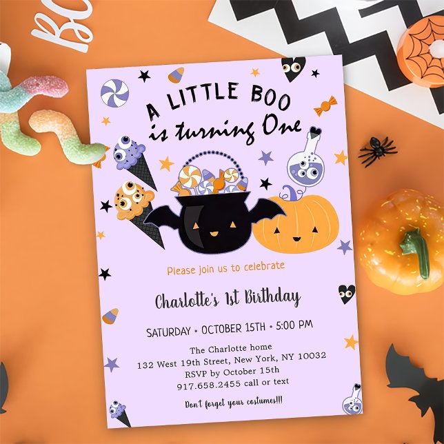 Invitación Boo Primer Cumpleaños Un Pequeño Boo Se Vuelve Uno (Subido por el creador)