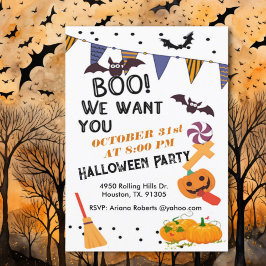 Invitación Boo, queremos que seas la fiesta de Halloween de l