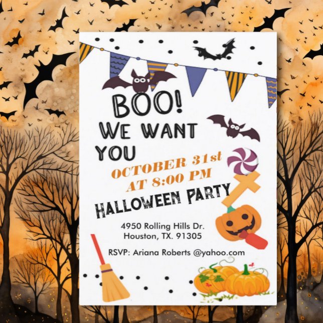 Invitación Boo, queremos que seas la fiesta de Halloween de l (Subido por el creador)
