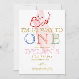 Invitación BOO rosado Estoy a medio camino de un cumpleaños C
