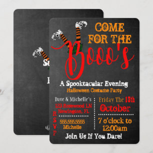 Invitación Boo sobre Booze de Halloween y Fiesta de cócteles