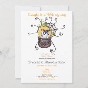Invitación Boo Spooky Halloween Spider Web Ghost Baby Shower