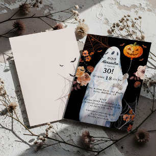 Invitación Boo, tengo 30 años de Fantasma Floral de Halloween