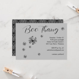 Invitación Boo Thang Creepy Spider Gray Halloween Party