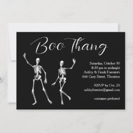Invitación Boo Thang Dancing Skeletons Fiesta Halloween