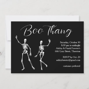 Invitación Boo Thang Dancing Skeletons Fiesta Halloween