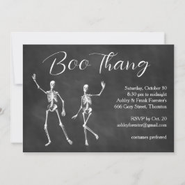 Invitación Boo Thang Dancing Skeletts Cloudy Halloween Party