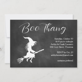 Invitación Boo Thang Flying Witch Cloudy Halloween Party