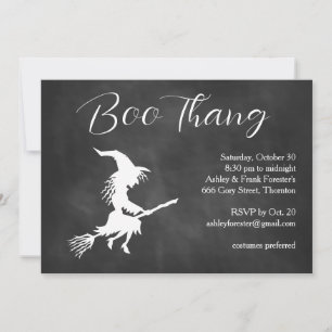 Invitación Boo Thang Flying Witch Cloudy Halloween Party