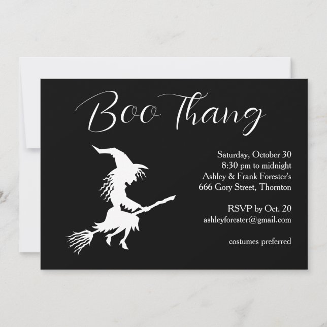 Invitación Boo Thang Flying Witch Halloween Party (Anverso)