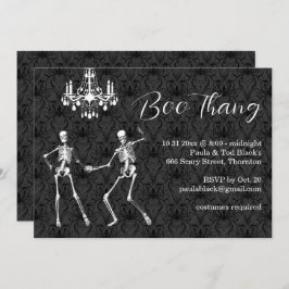 Invitación Boo Thang Glamorosos Skeletons Halloween Party