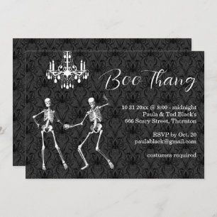 Invitación Boo Thang Glamorosos Skeletons Halloween Party
