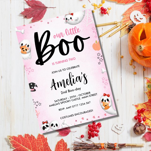 Invitación ¡Boo tiene 2! Nacimiento de Chica fantasma de Hall (Our Little Boo is Turning 2!)