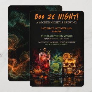 Invitación Boo Ze Night Fiesta de Halloween Gótica Cóctel