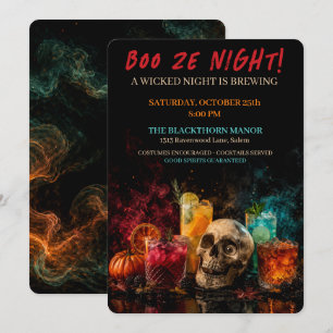 Invitación Boo Ze Night Fiesta de Halloween Gótica Cóctel