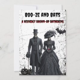 Invitación Boo-ze y Bats Gothic Adult Halloween Party
