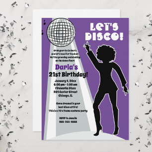 Invitación Boogie del cumpleaños de la Fiesta Purple Disco