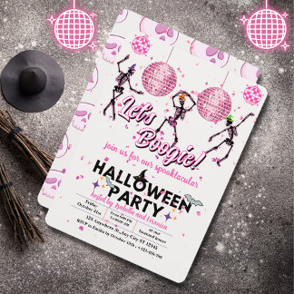 Invitación Boogie Girly Skeletons Dance Disco Halloween