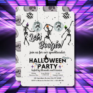 Invitación Boogie Skeletons Dance Disco Halloween Party
