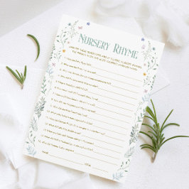 Invitación Book Baby Shower Nursery Rhyme Game Card