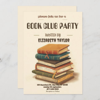 Invitación Book Club Party Invitation – Cozy Reading Night