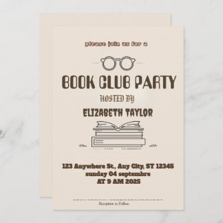 Invitación Book Club Party Invitation – Cozy Reading Night