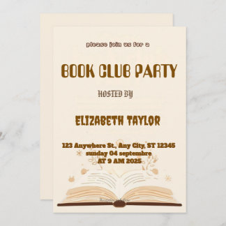 Invitación Book Club Party Invitation – Cozy Reading Night