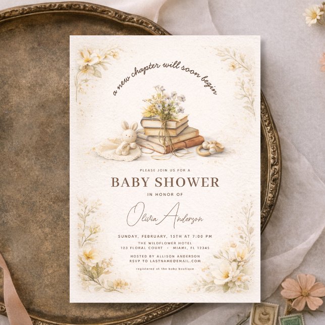 Invitación Book New Chapter Begins Baby Shower (Subido por el creador)